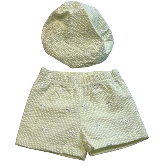 Starting Out Pale Green & White Pinstriped Hat & Shorts w/ Golf Club Decals NWOT - Picture 1 of 4